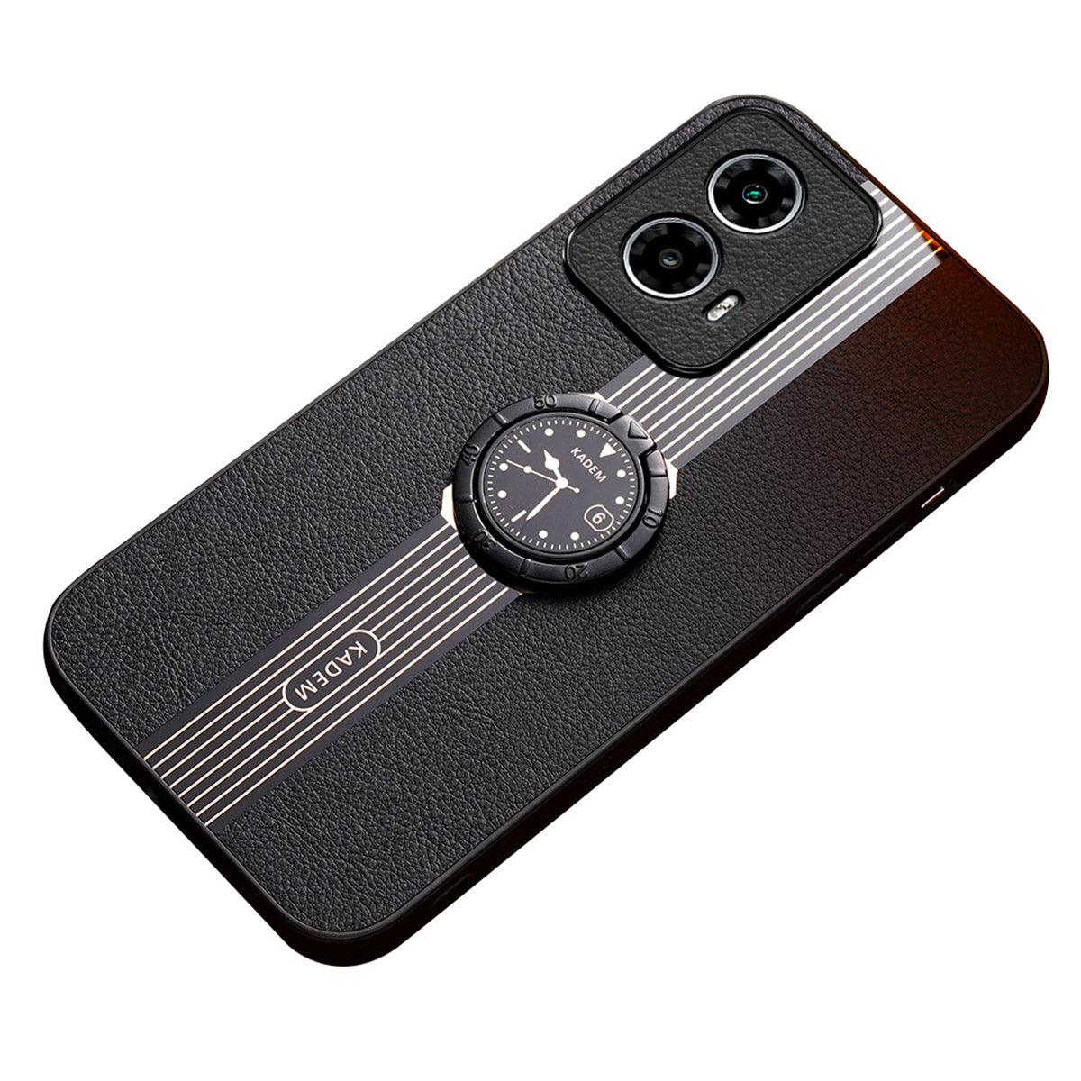 KADEM Phone Case for Motorola Moto G24 4G Leather Coated Acrylic+TPU Ring Kickstand Watch Pattern Cover KADEM Phone Case for Motorola Moto G24 4G Leather Coated Acrylic+TPU Ring Kickstand Watch Pattern Cover